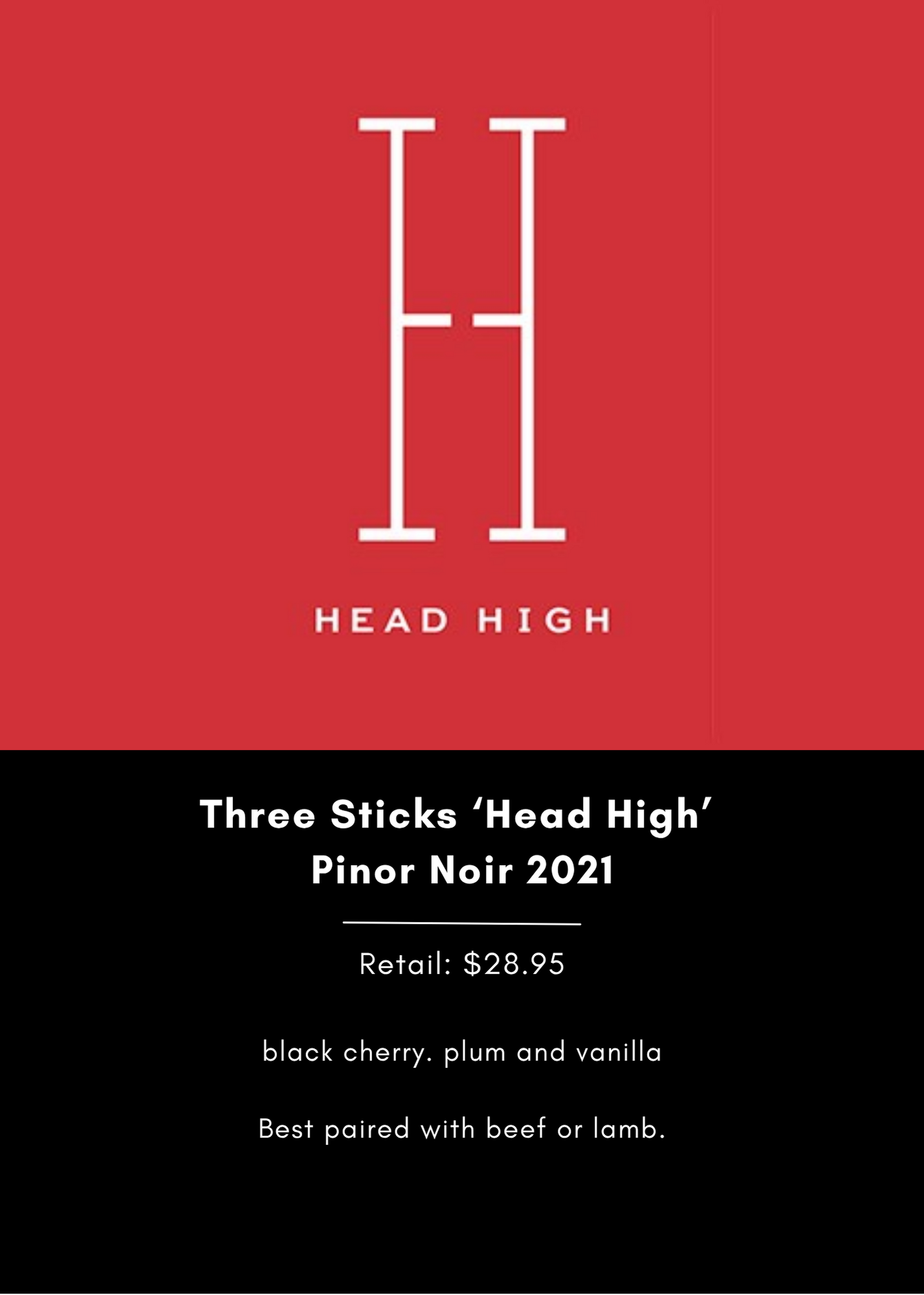 Three Sticks 'Head High' Pinot Noir 2021